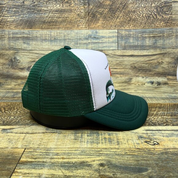 Schmidt Beer Fishing Mens Trucker Hat Green Snapback 70s Vintage Logo Ball Cap - Picture 4 of 8